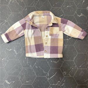 Plaid Shacket in Purple and Cream